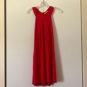 Alice + Olivia Red Katlyn Halter Ruffle Back Silk Mini Dress